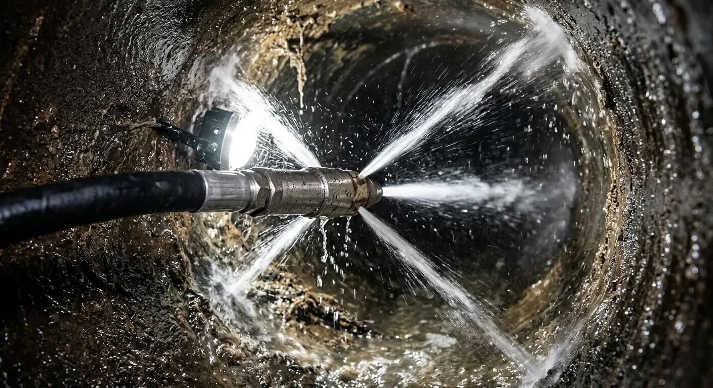 High-pressure hydro jetting nozzle cleaning sewer pipe for Sewer Cleanout in Chisago City